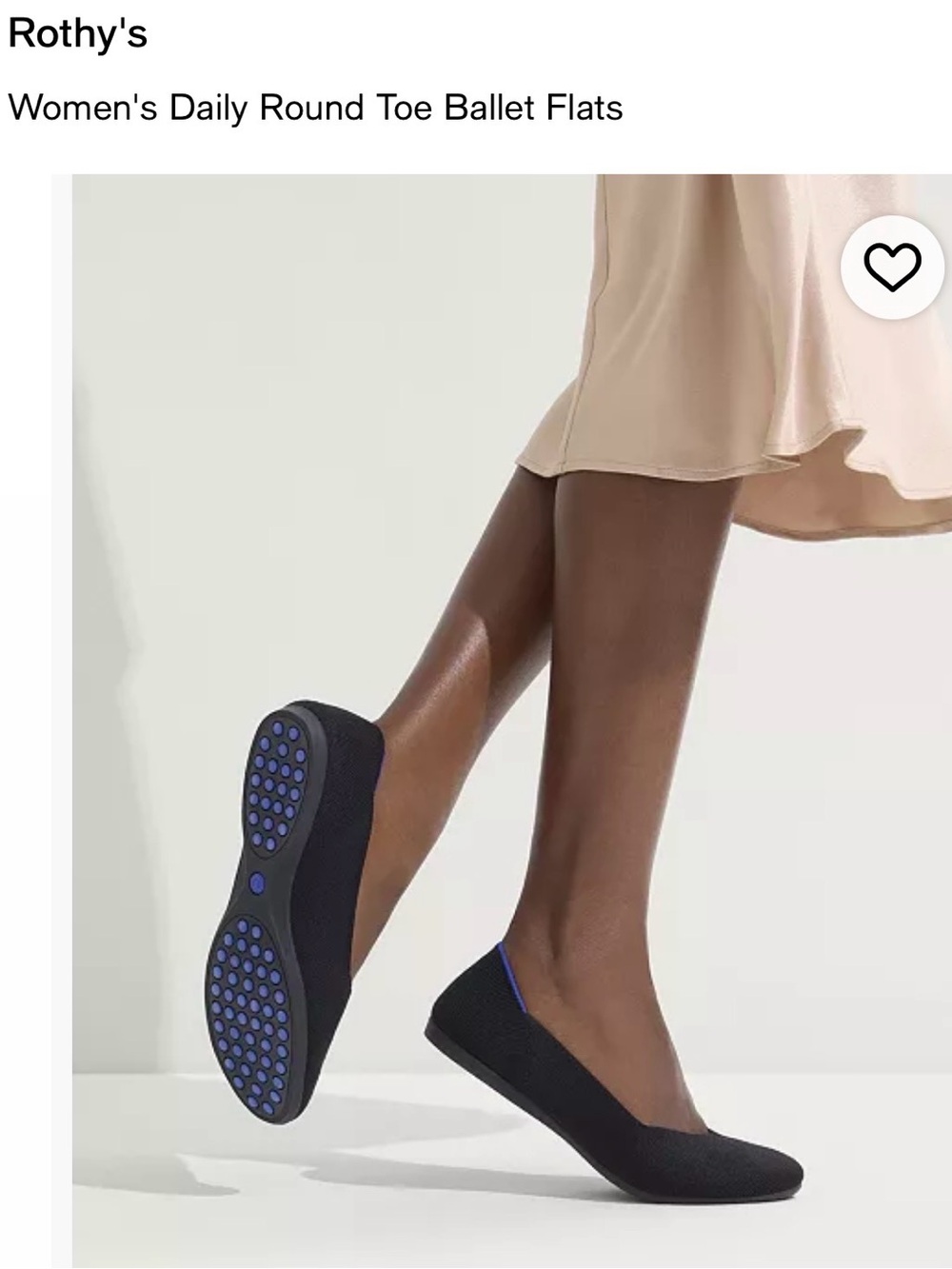 Rothy's Black Knit Ballet Flat with Blue Sole Accents 8.5 - Picture 3 of 3